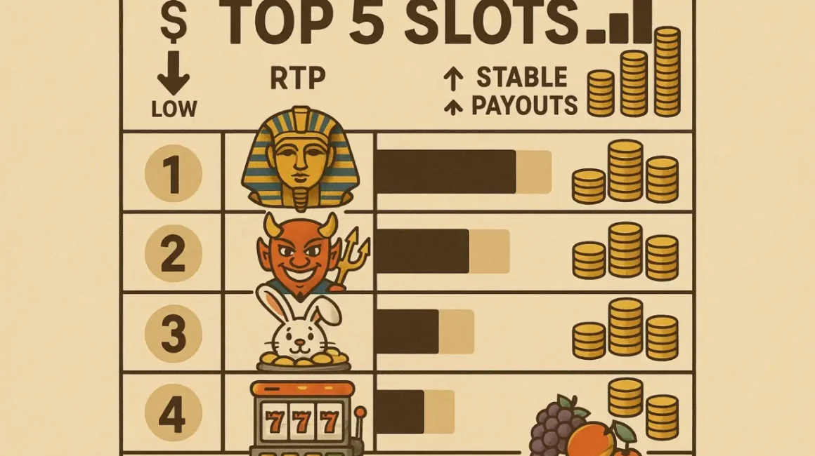 ТОП-5 слотов для игры на низких ставках с высоким RTP и стабильными выплатами