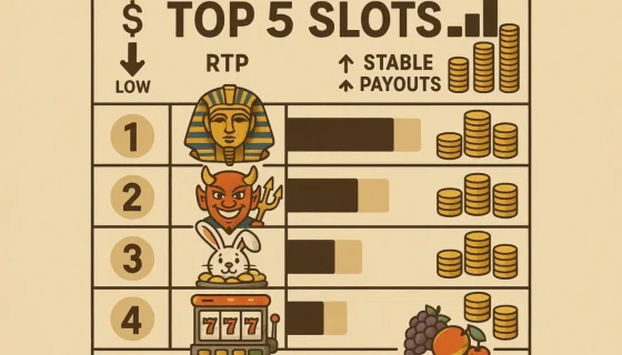 ТОП-5 слотов для игры на низких ставках с высоким RTP и стабильными выплатами